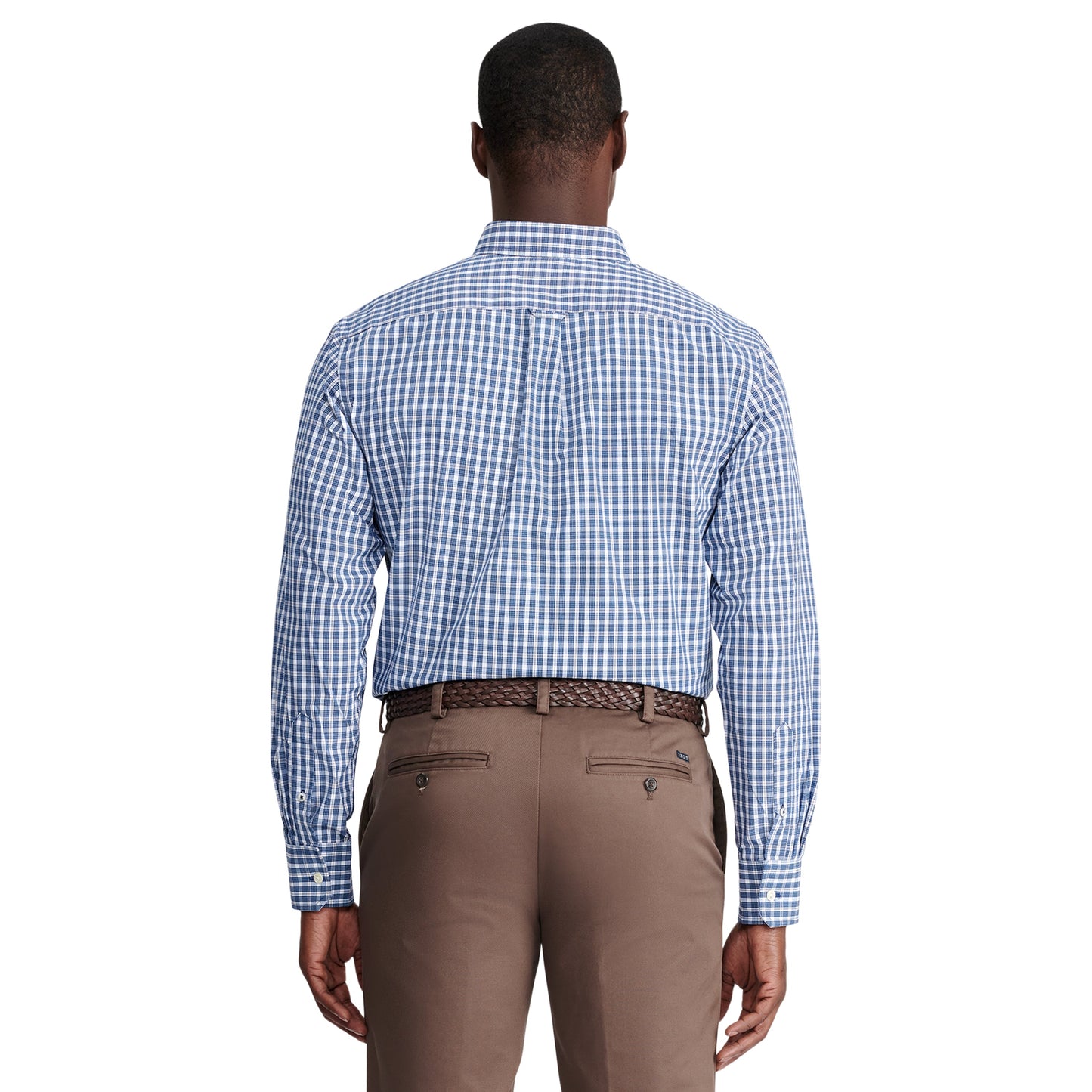 Izod Performance Comfort L/S Plaid Shirt - Estate Blue