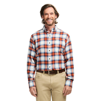 Izod Stratton Flannel Long Sleeve Button Down Shirt - Orange Rust