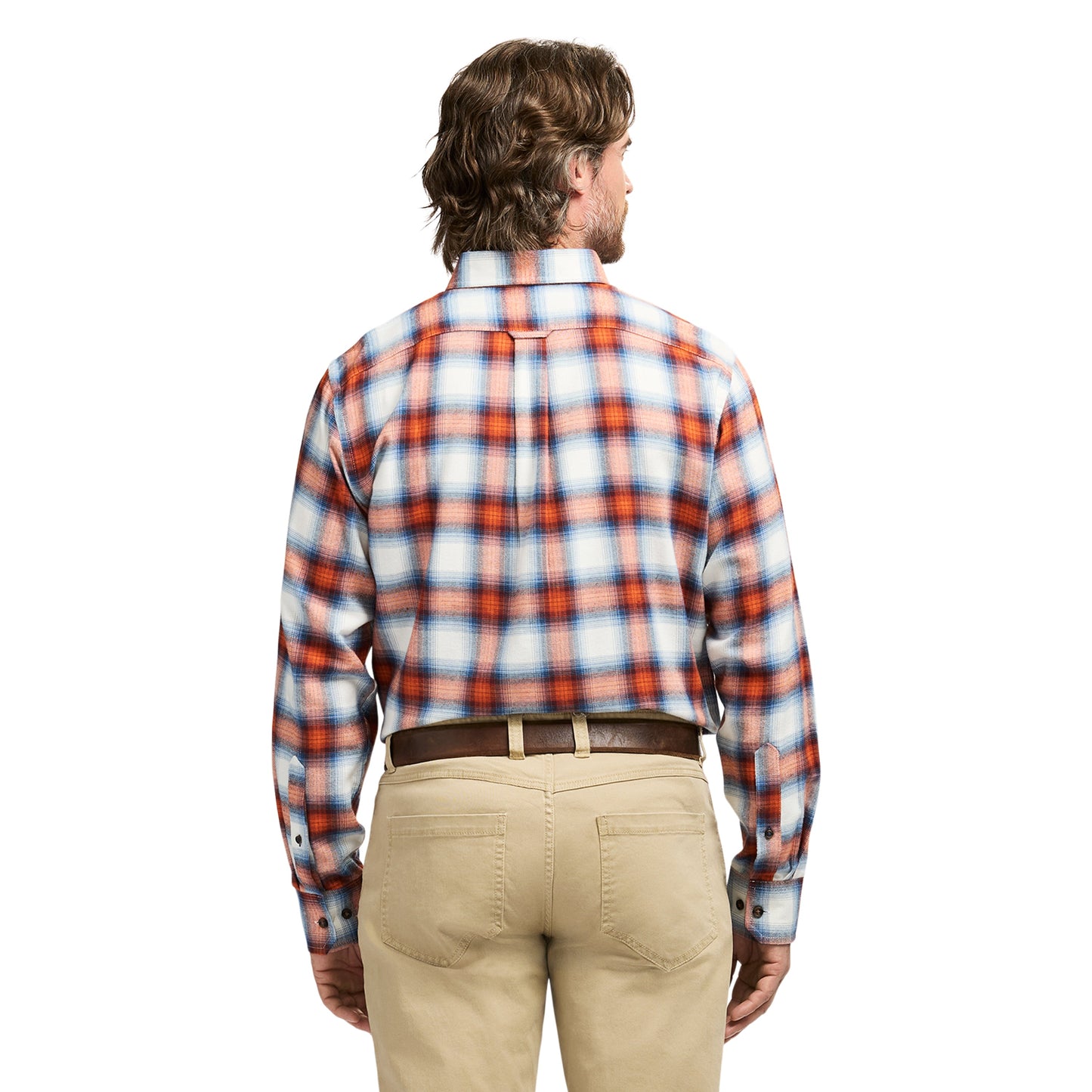 Izod Stratton Flannel Long Sleeve Button Down Shirt - Orange Rust