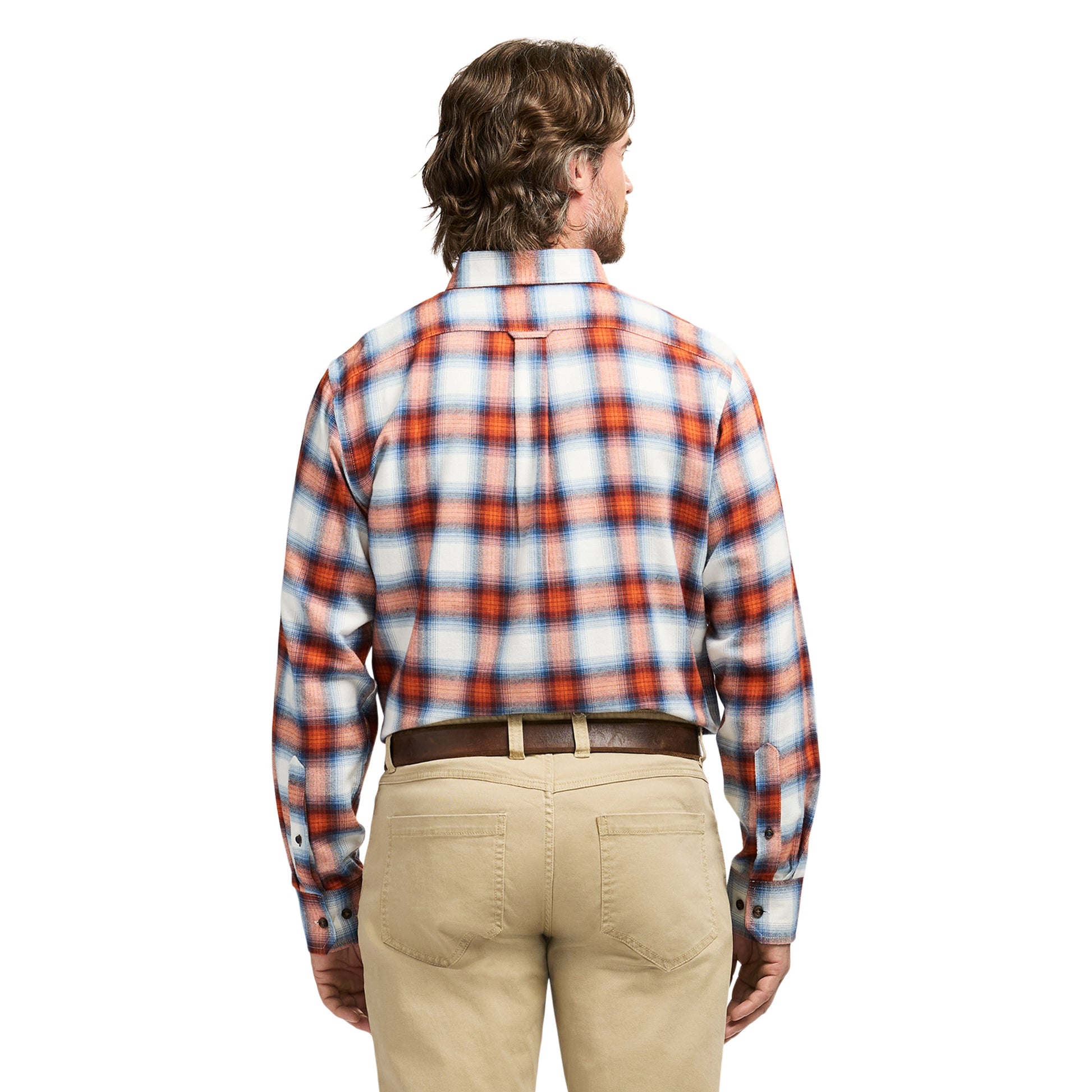 Izod Stratton Flannel Long Sleeve Button Down Shirt - Orange Rust