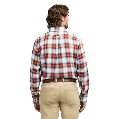 Izod Stratton Flannel Long Sleeve Button Down Shirt - Orange Rust
