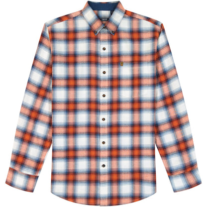 Izod Stratton Flannel Long Sleeve Button Down Shirt - Orange Rust
