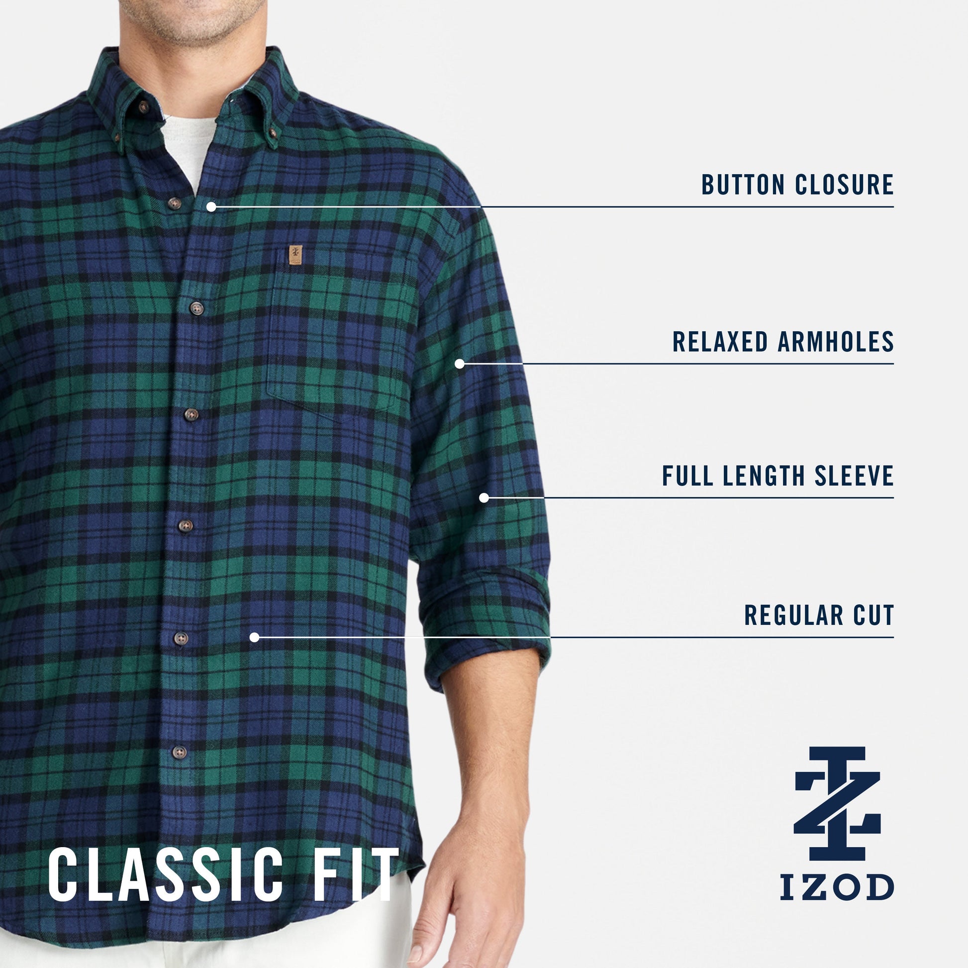 Izod Stratton Flannel Long Sleeve Button Down Shirt - Orange Rust
