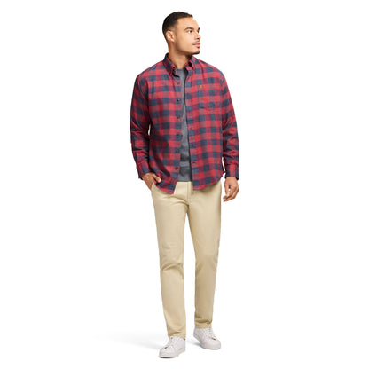 Izod Stratton Flannel Long Sleeve Button Down Shirt - Sundried Tomato