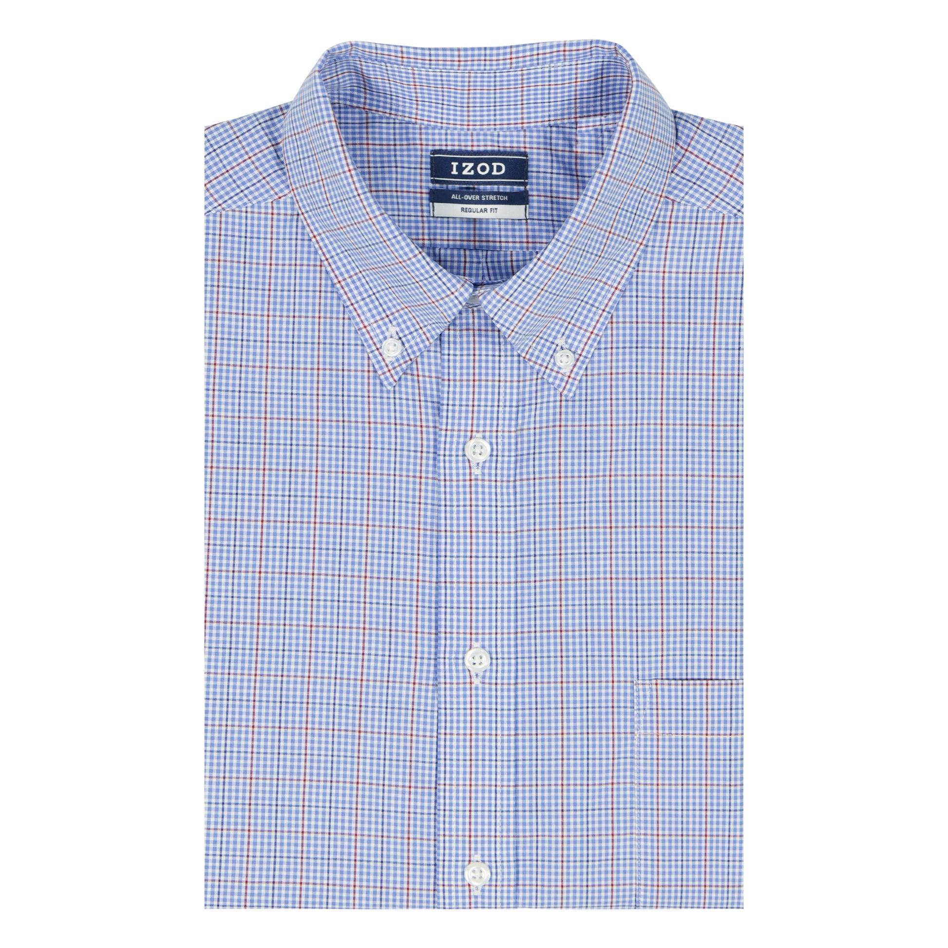 Izod All Over Stretch Button Down Dress Shirt - Sodalite Blue