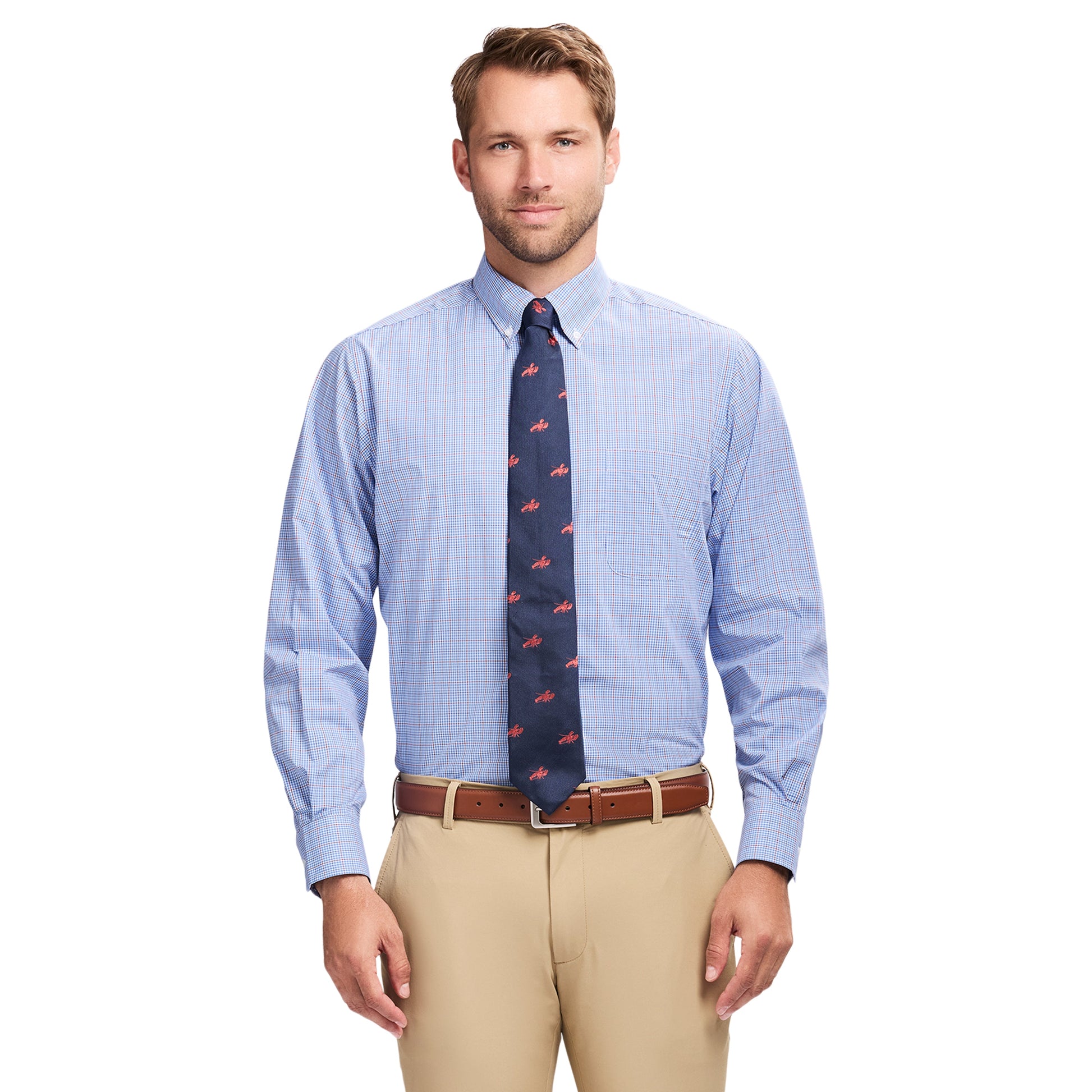Izod All Over Stretch Button Down Dress Shirt - Sodalite Blue