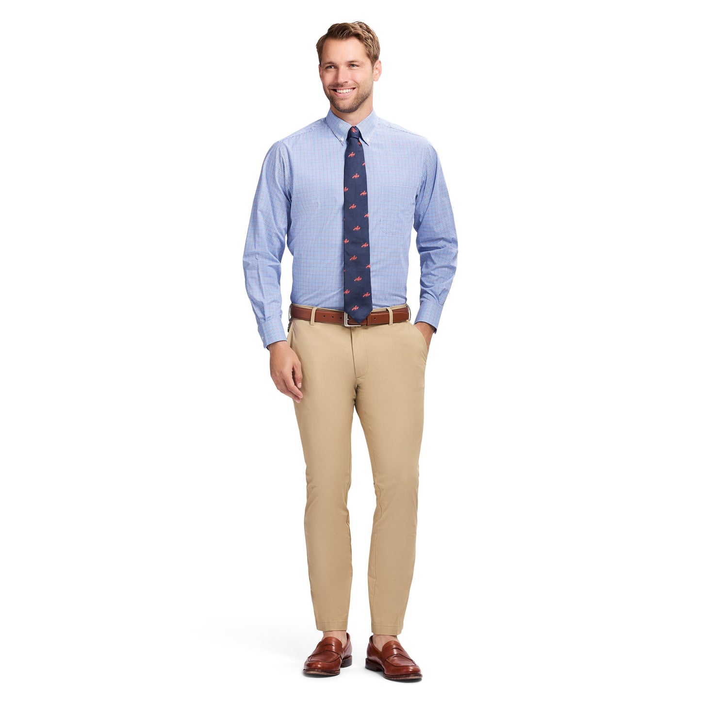 Izod All Over Stretch Button Down Dress Shirt - Sodalite Blue
