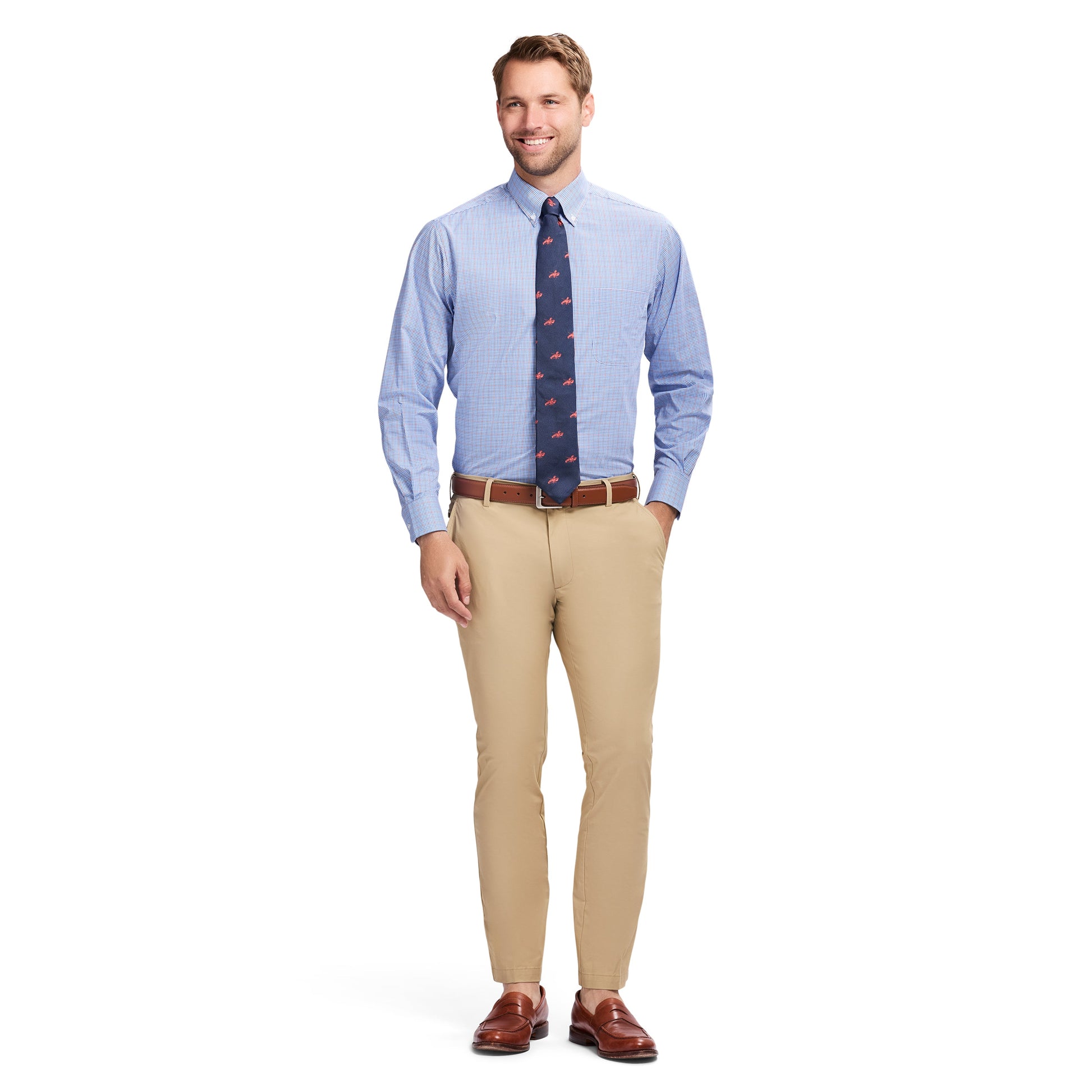 Izod All Over Stretch Button Down Dress Shirt - Sodalite Blue