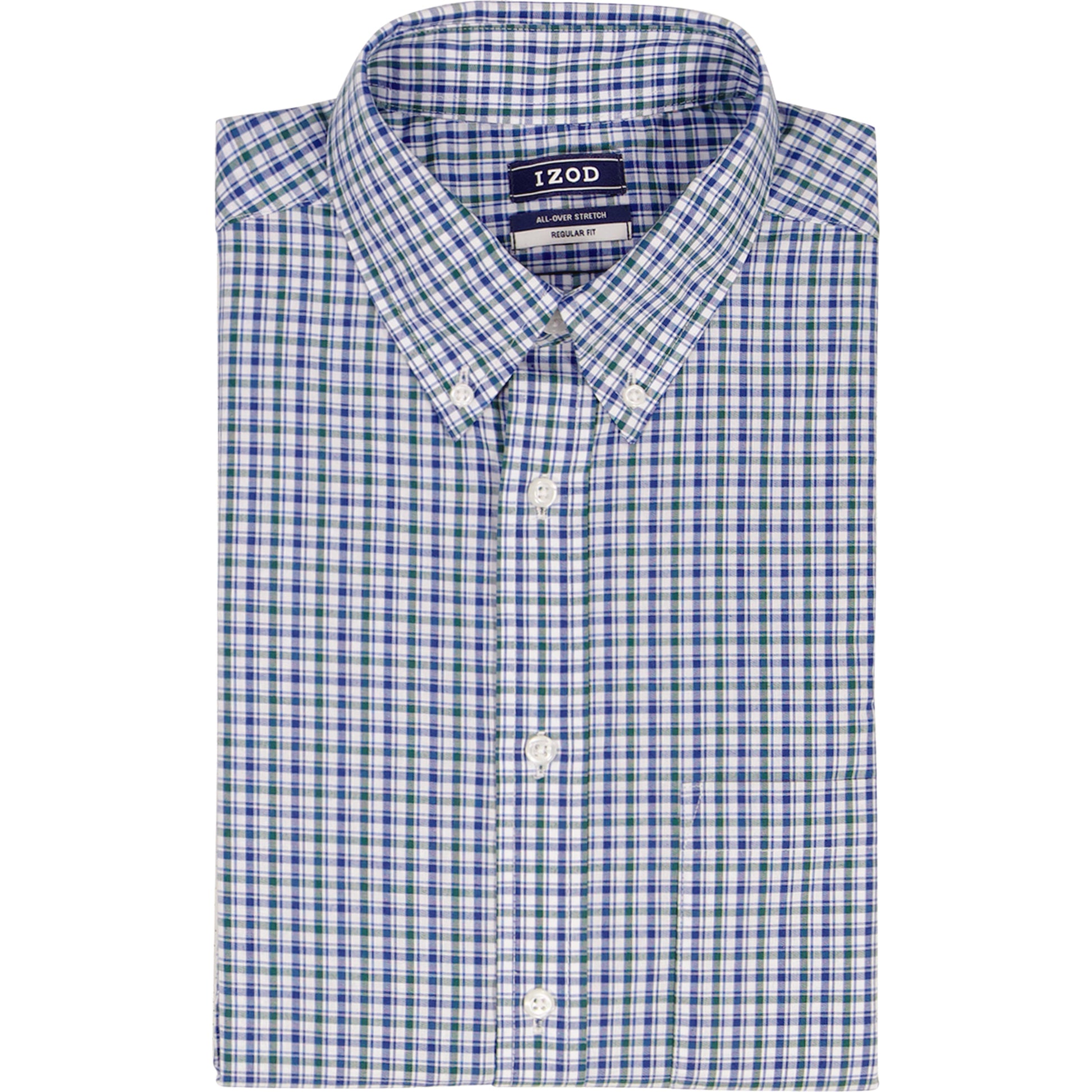 Izod All Over Stretch Button Down Dress Shirt - Bayberry