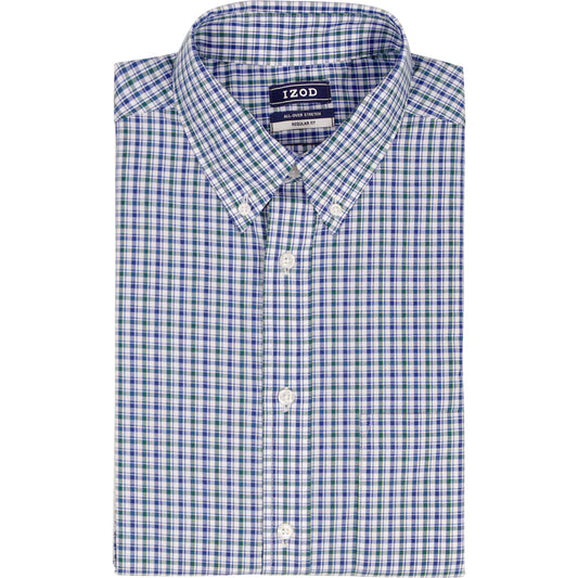Izod All Over Stretch Button Down Dress Shirt - Bayberry