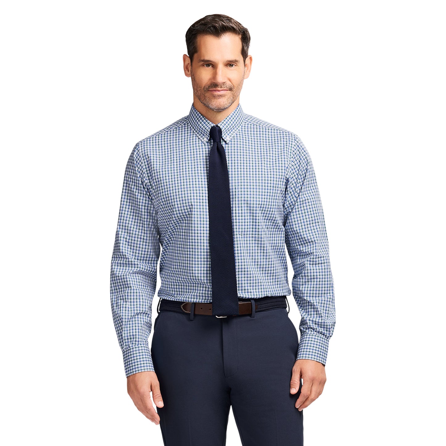 Izod All Over Stretch Button Down Dress Shirt - Bayberry