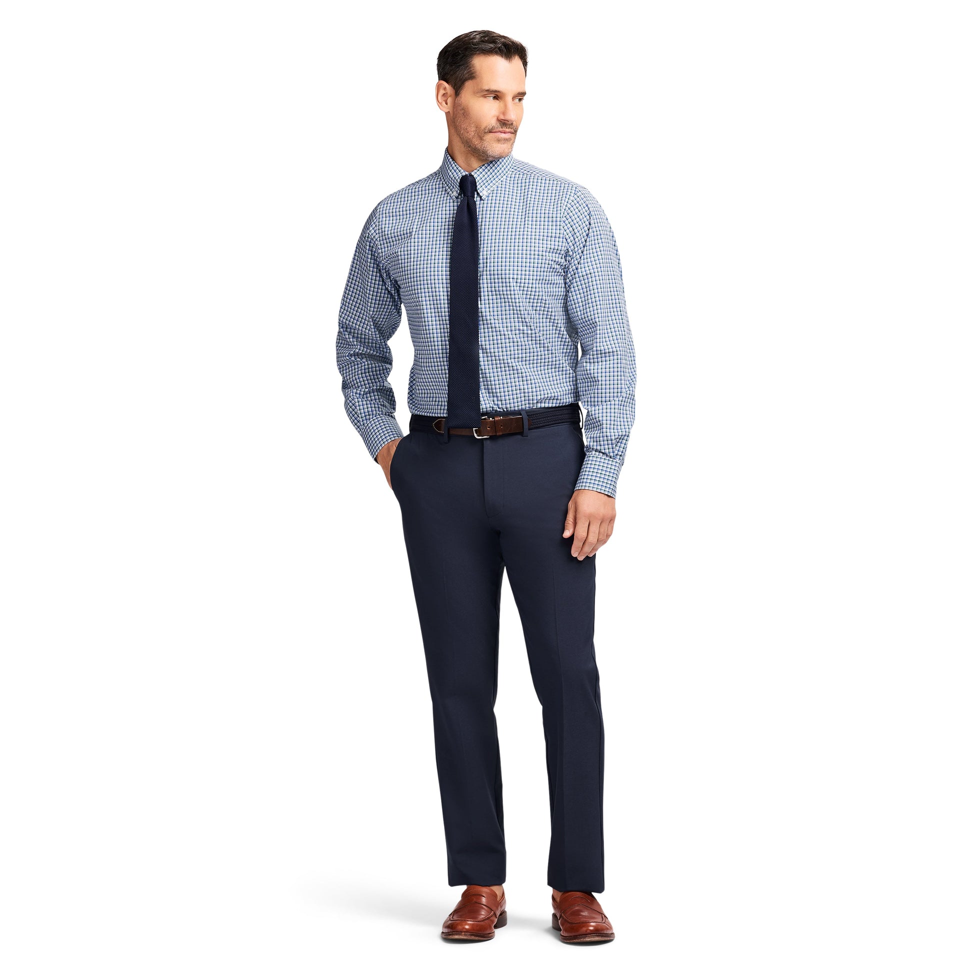 Izod All Over Stretch Button Down Dress Shirt - Bayberry