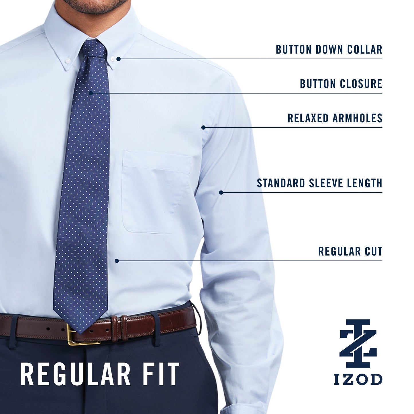 Izod All Over Stretch Button Down Dress Shirt - Bayberry