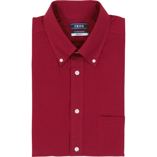 Izod All Over Stretch Button Down Dress Shirt - Biking Red