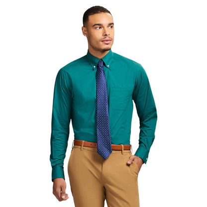 Izod All Over Stretch Button Down Dress Shirt - Pacific