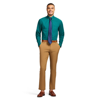 Izod All Over Stretch Button Down Dress Shirt - Pacific