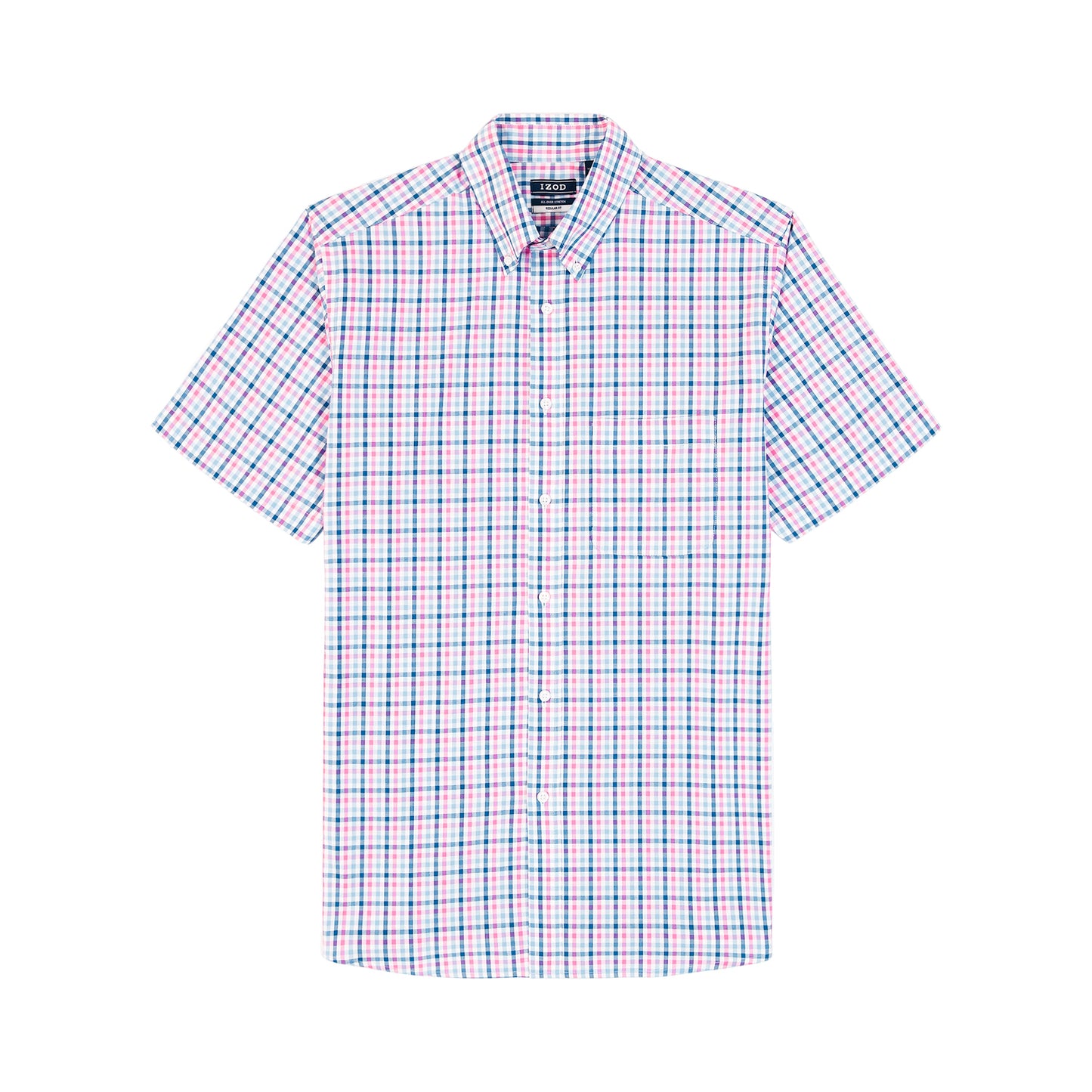 Izod Ss Reg Bd Plaid - Phlox Pink