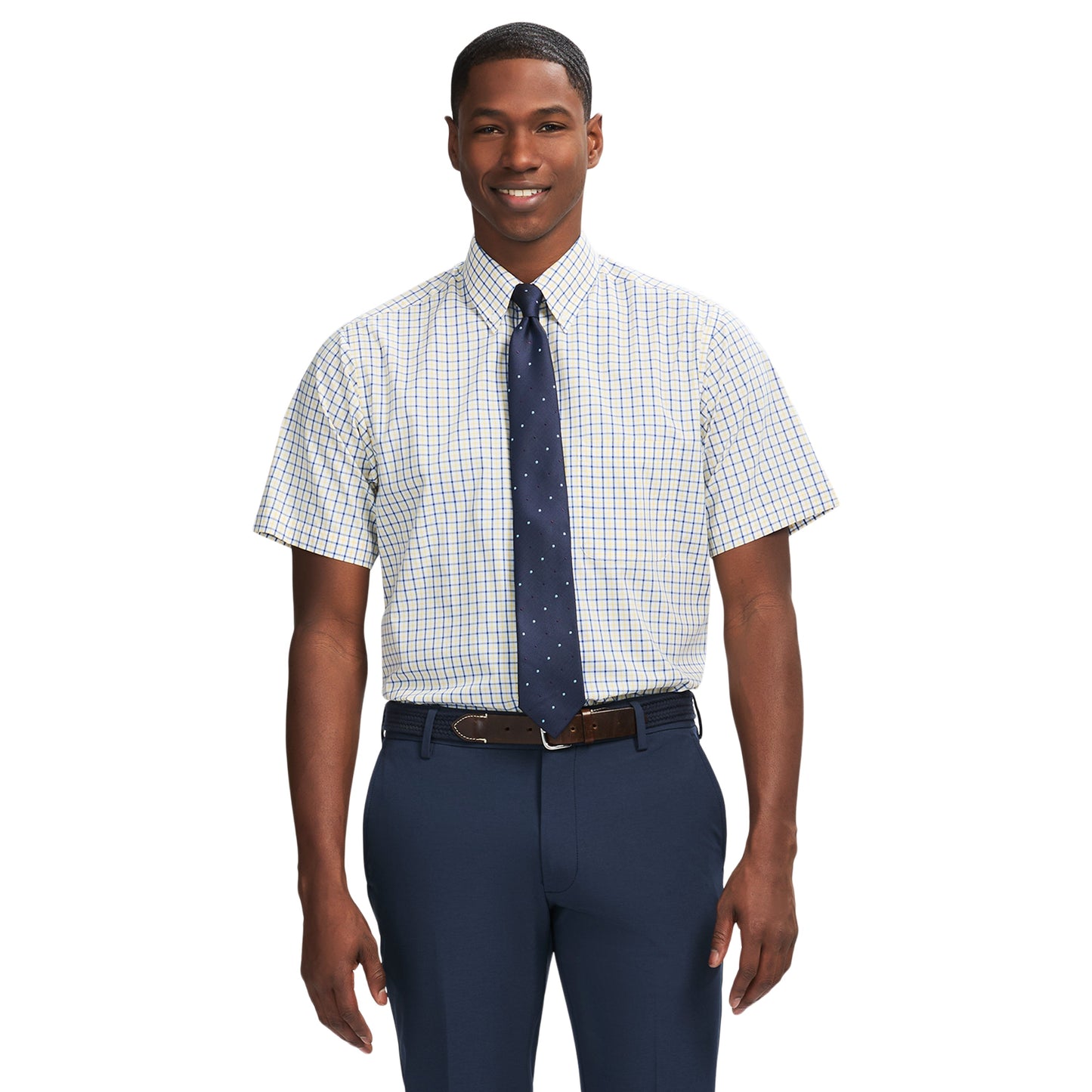 Izod Ss Reg Bd Plaid - Lemon Drop