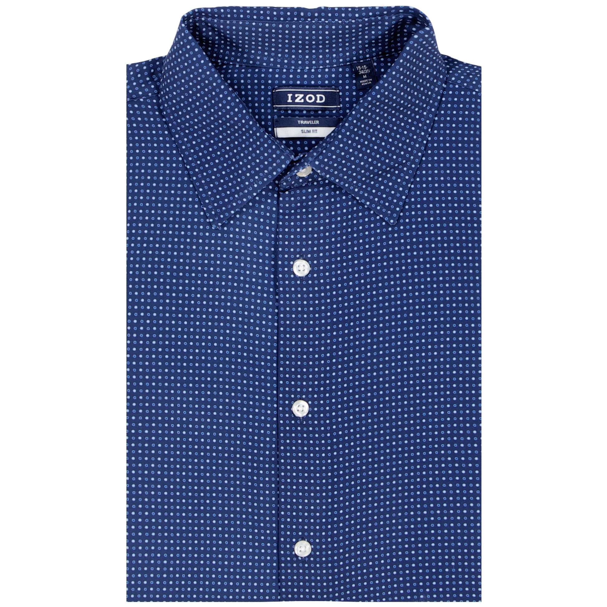 Izod Ls Prt Super Stretch - Th Dark Navy