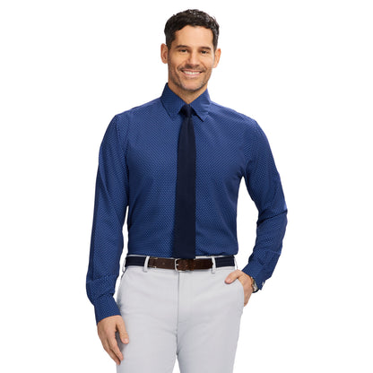 Izod Ls Prt Super Stretch - Th Dark Navy