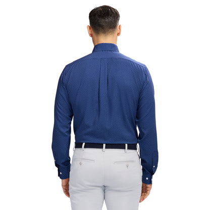 Izod Ls Prt Super Stretch - Th Dark Navy