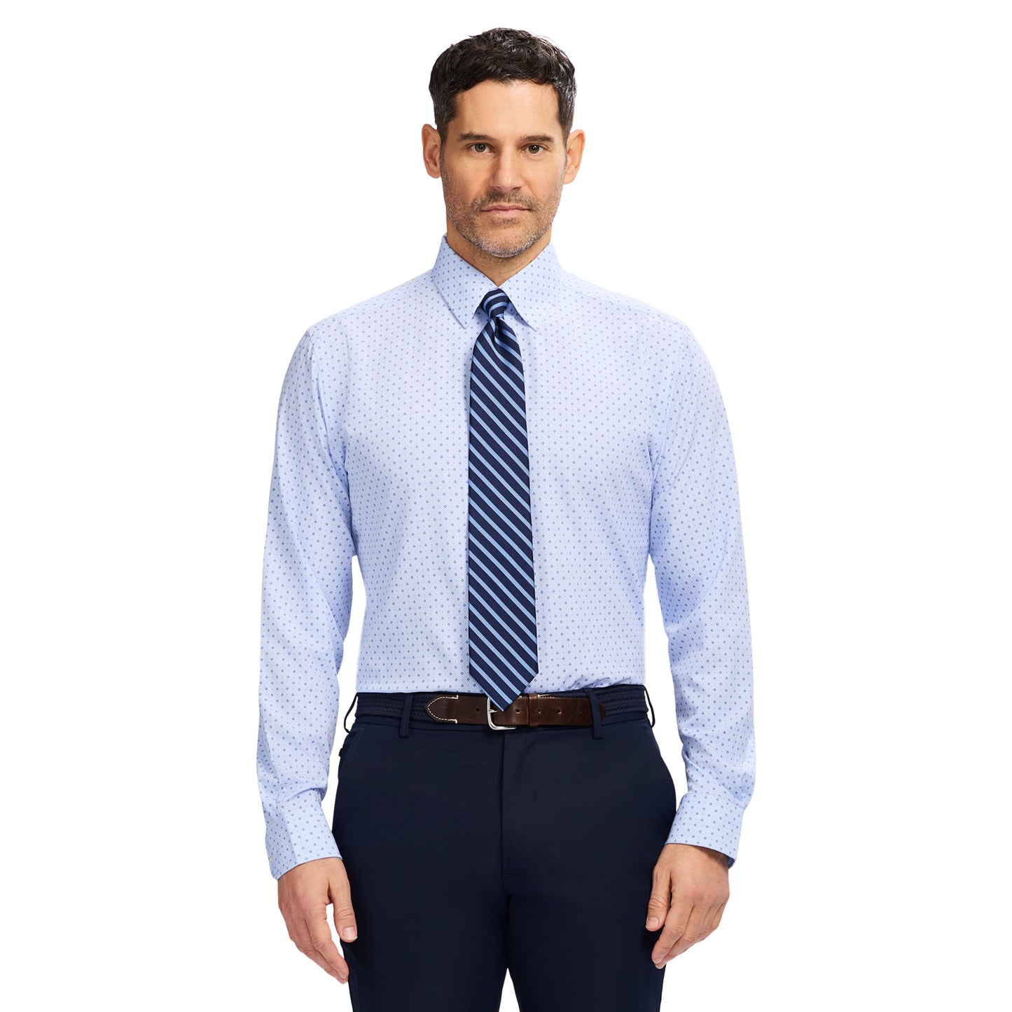 Izod Ls Prt Super Stretch - Th Light Blue