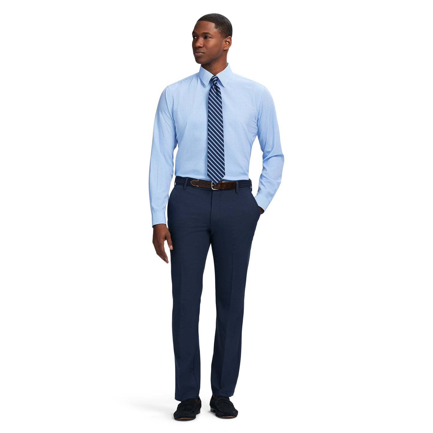 Izod Ls Prt Super Stretch - Th Jab Blue