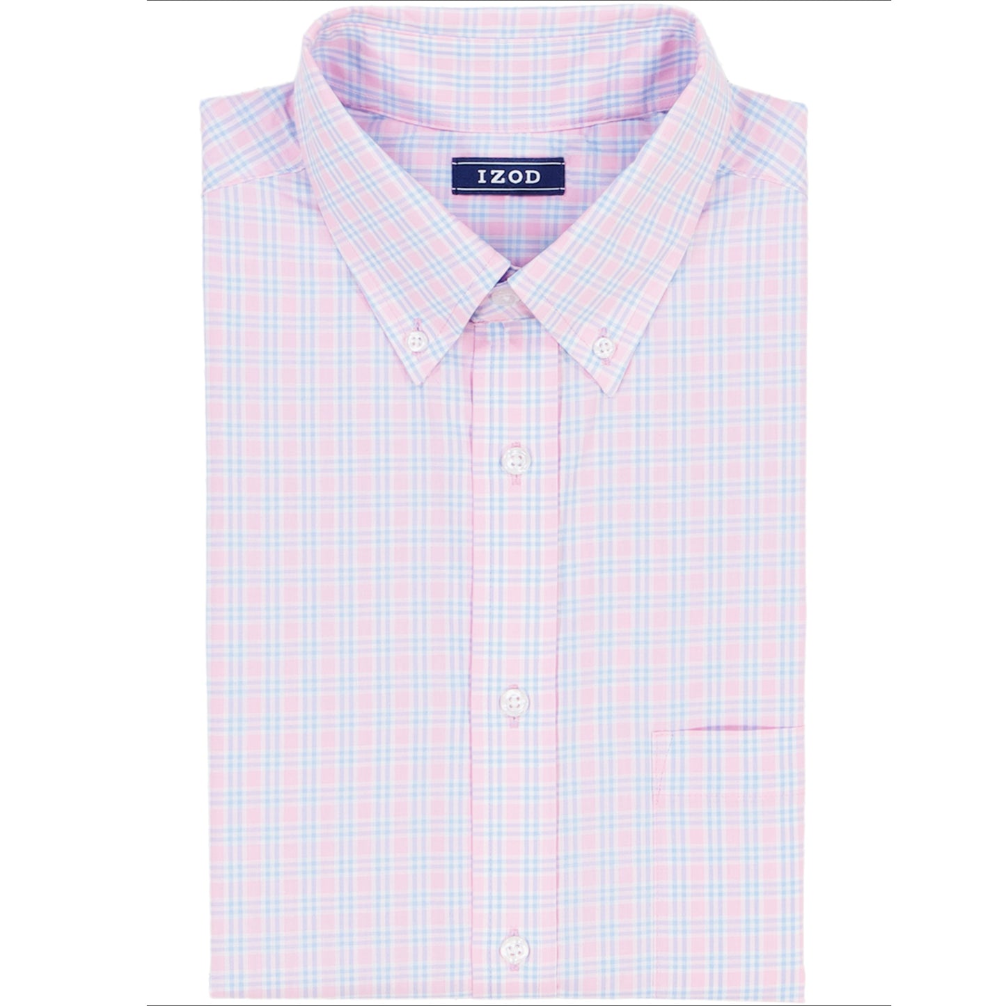 Izod All Over Stretch Plaid Button Down Dress Shirt (Button Down Collar) - Lilac Sachet