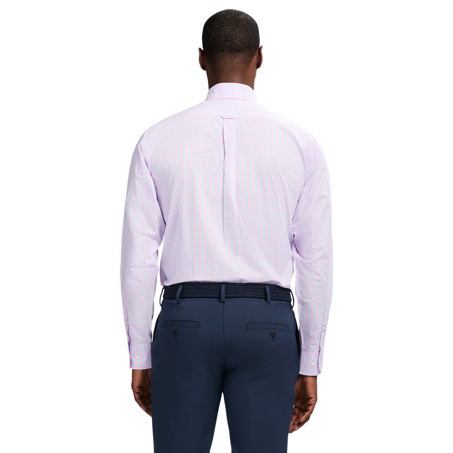 Izod All Over Stretch Plaid Button Down Dress Shirt (Button Down Collar) - Lilac Sachet