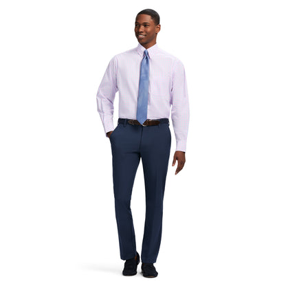 Izod All Over Stretch Plaid Button Down Dress Shirt (Button Down Collar) - Lilac Sachet