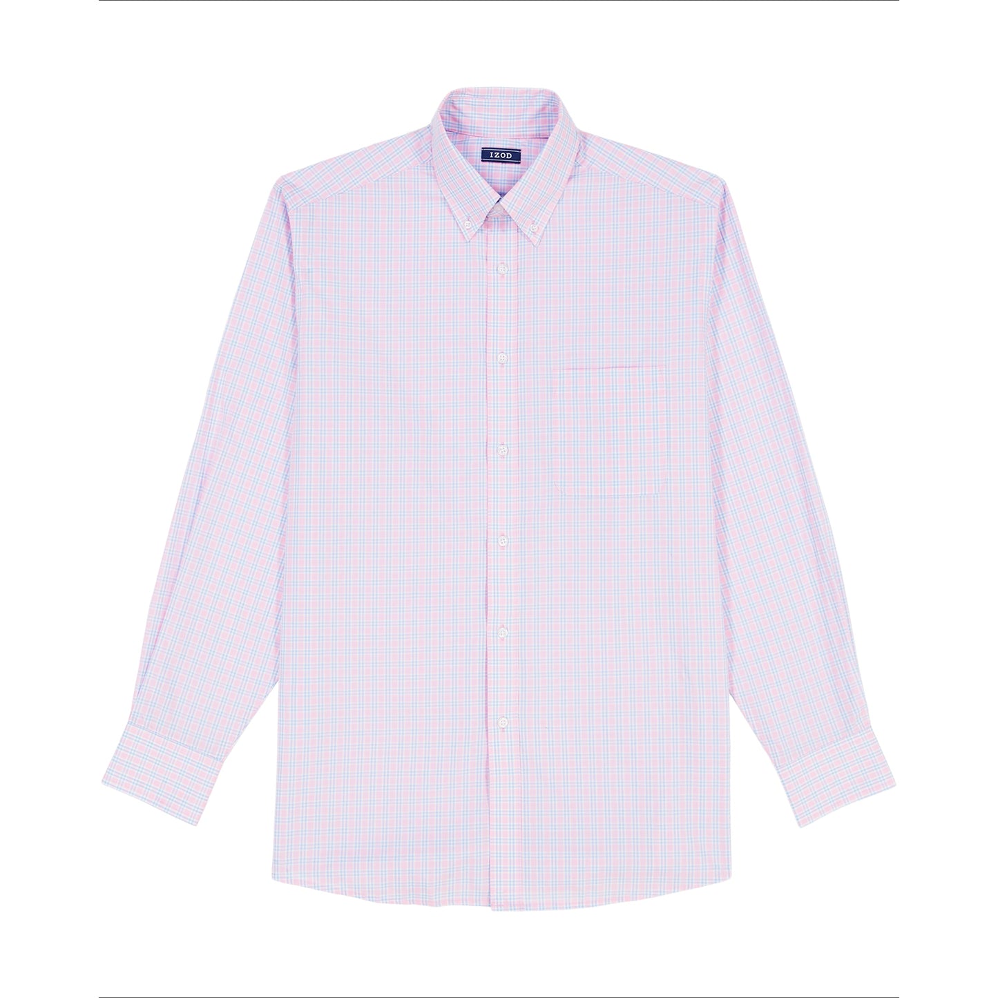 Izod All Over Stretch Plaid Button Down Dress Shirt (Button Down Collar) - Lilac Sachet