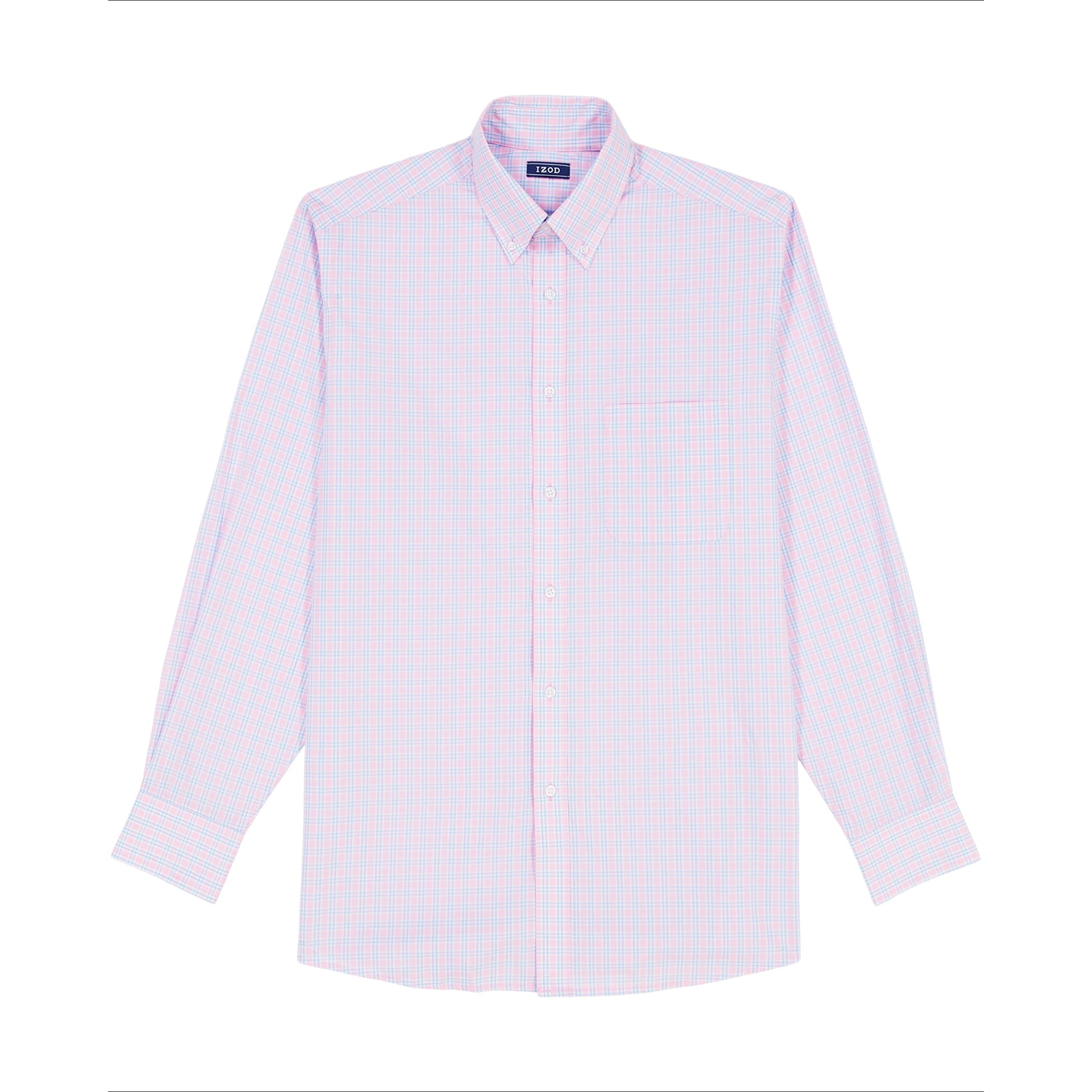 Izod All Over Stretch Plaid Button Down Dress Shirt (Button Down Collar) - Lilac Sachet