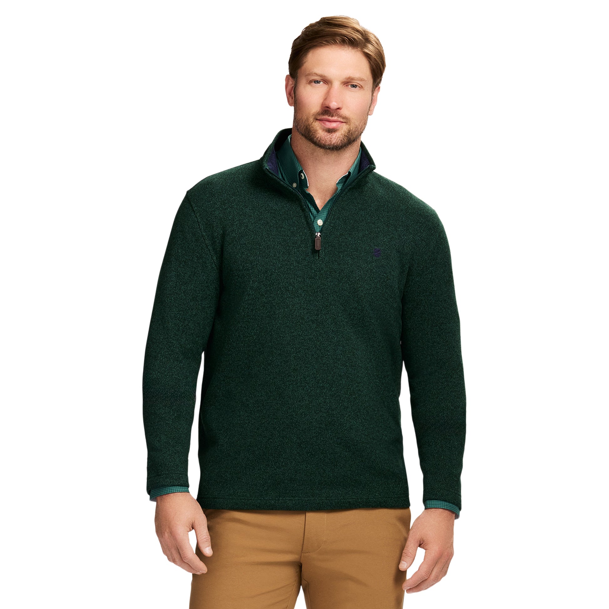 Izod Thermasoft Sweater Fleece Quarter Zip - Rain Forest