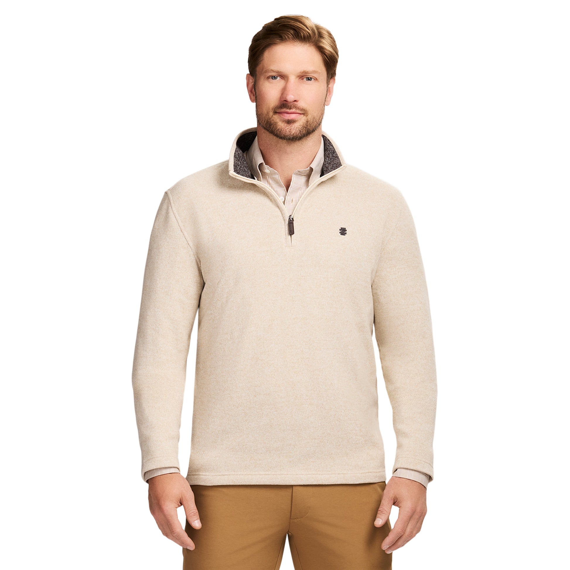 Izod Thermasoft Sweater Fleece Quarter Zip - Rock Hthr