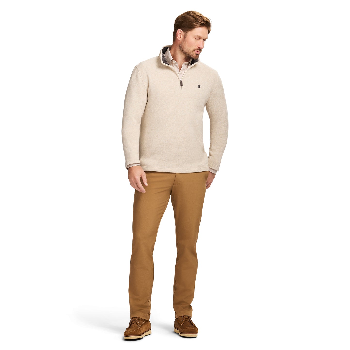 Izod Thermasoft Sweater Fleece Quarter Zip - Rock Hthr