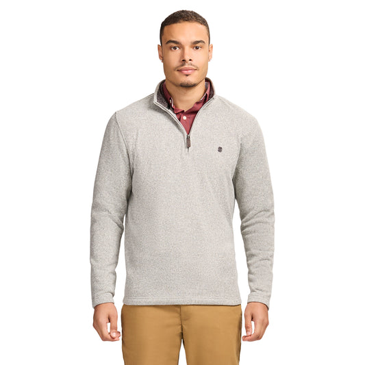 Izod Thermasoft Sweater Fleece Quarter Zip - Lt Grey Hthr