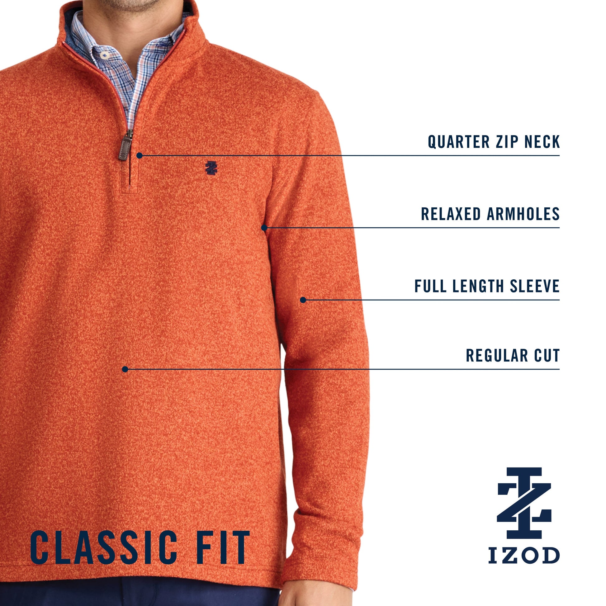 Izod Thermasoft Sweater Fleece Quarter Zip - Lt Grey Hthr