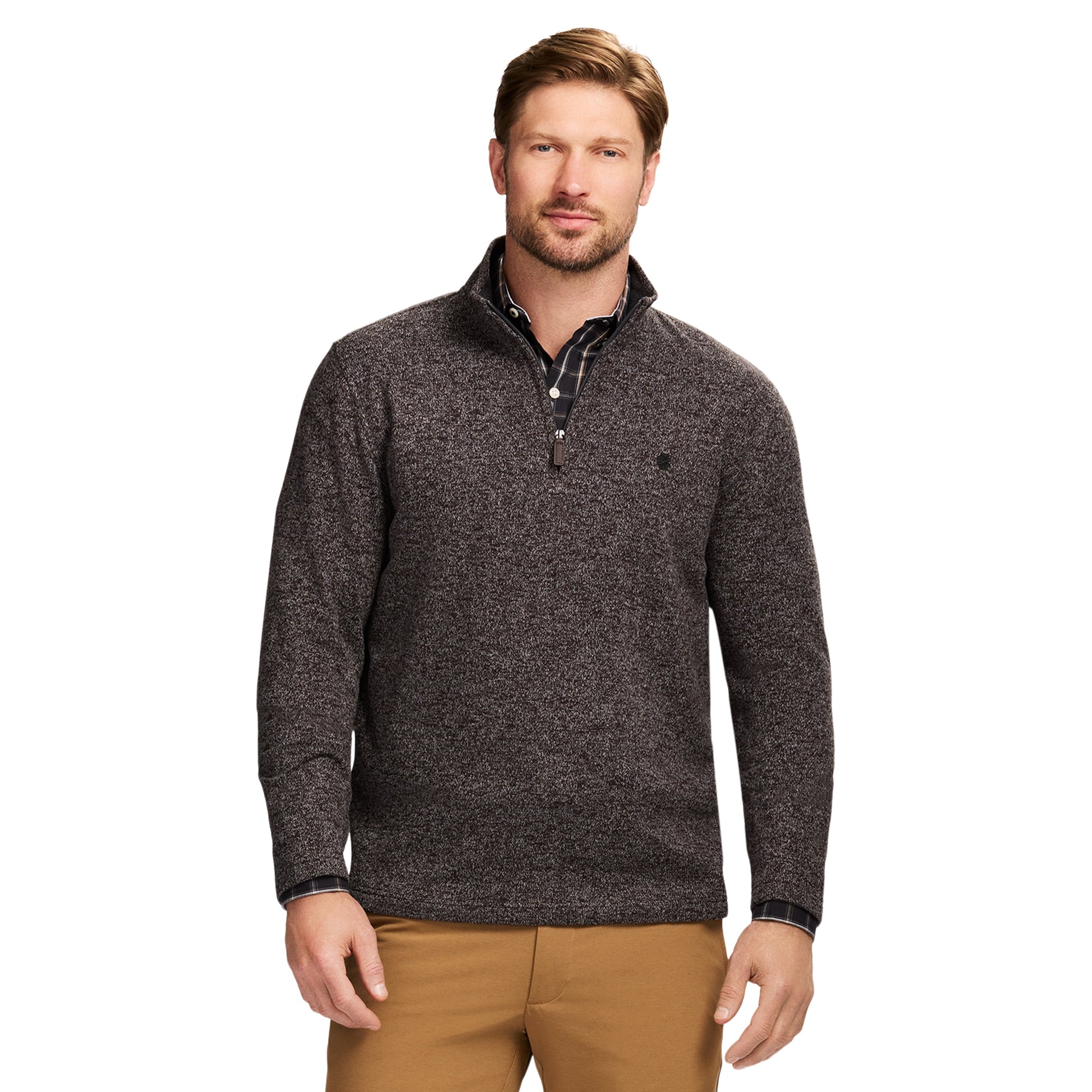 Izod Thermasoft Sweater Fleece Quarter Zip - Carbon Hthr