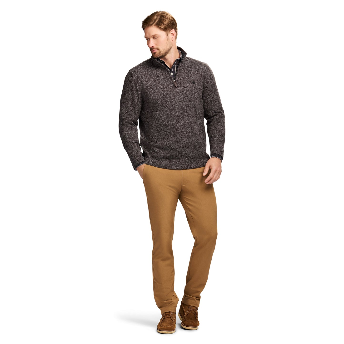 Izod Thermasoft Sweater Fleece Quarter Zip - Carbon Hthr