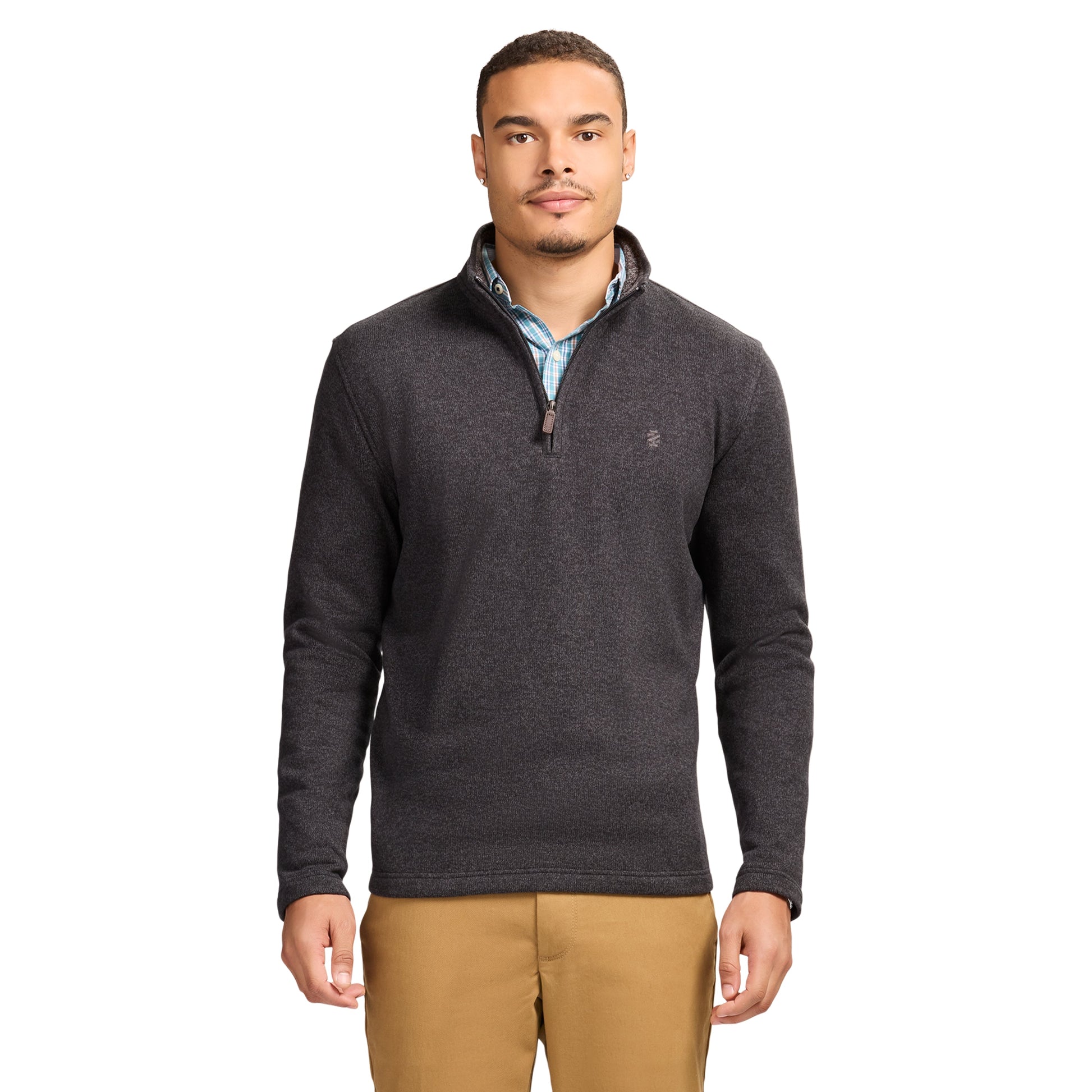 Izod Thermasoft Sweater Fleece Quarter Zip - Black