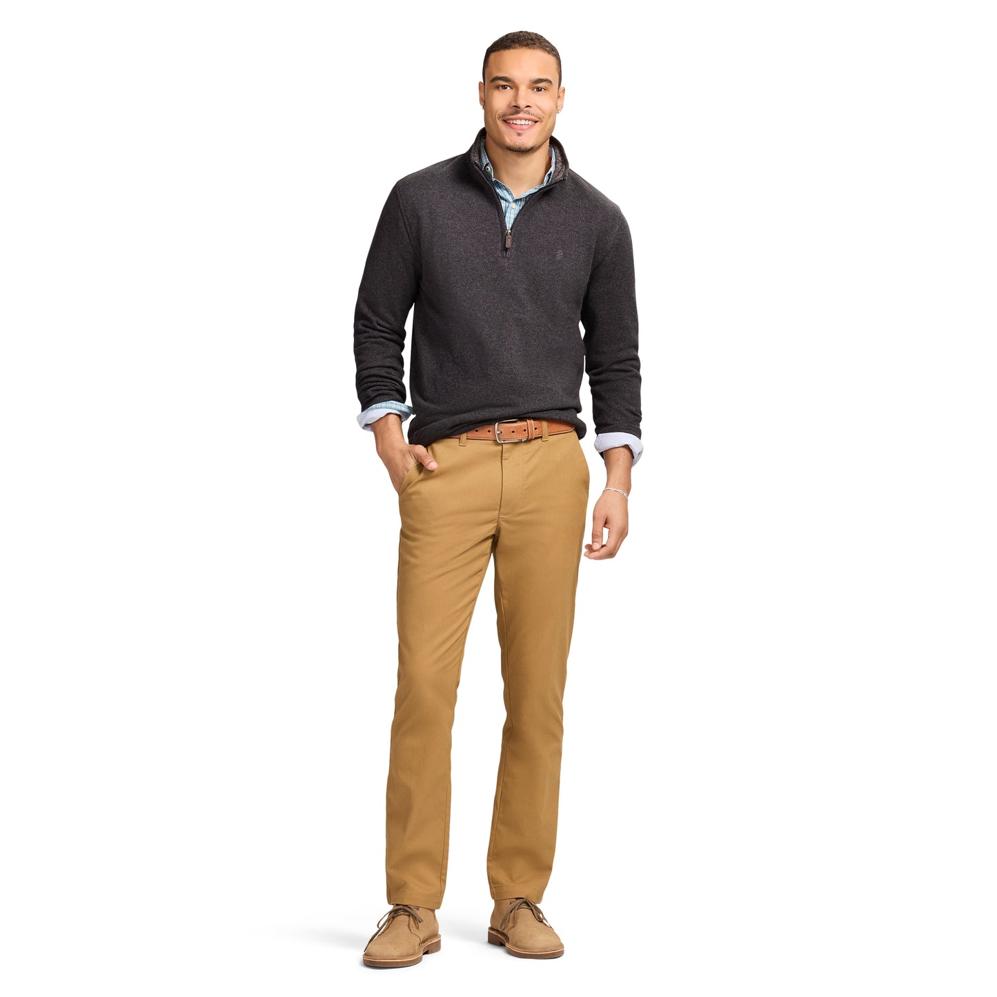 Izod Thermasoft Sweater Fleece Quarter Zip - Black