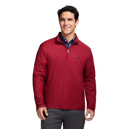 Izod Performance Comfort Striped Quarter Zip - Tomato