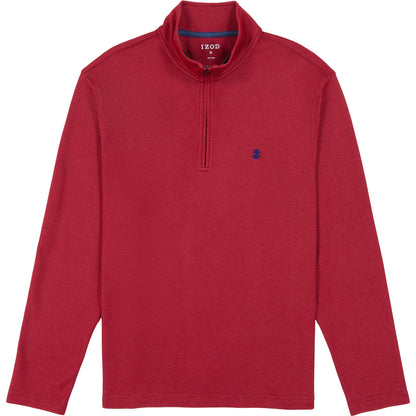 Izod Performance Comfort Striped Quarter Zip - Tomato