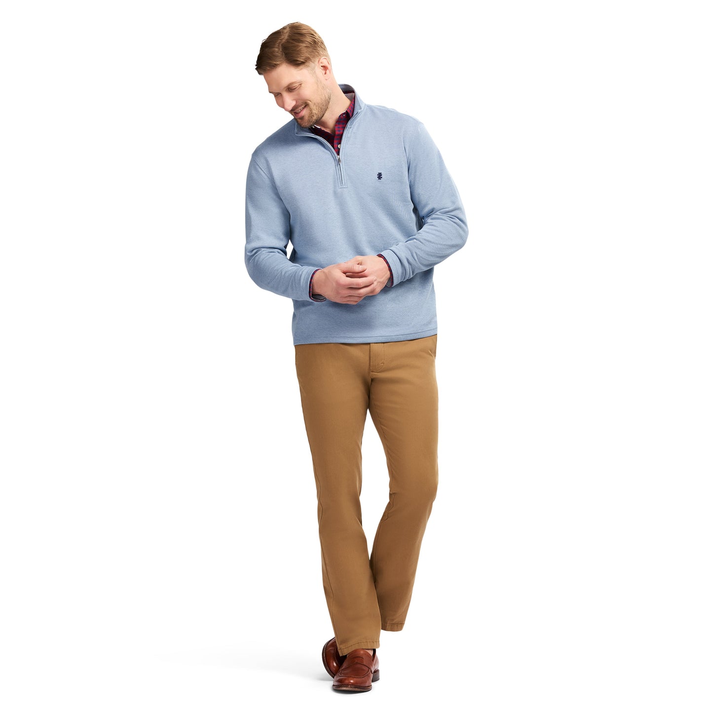 Izod Performance Comfort Striped Quarter Zip - Blue