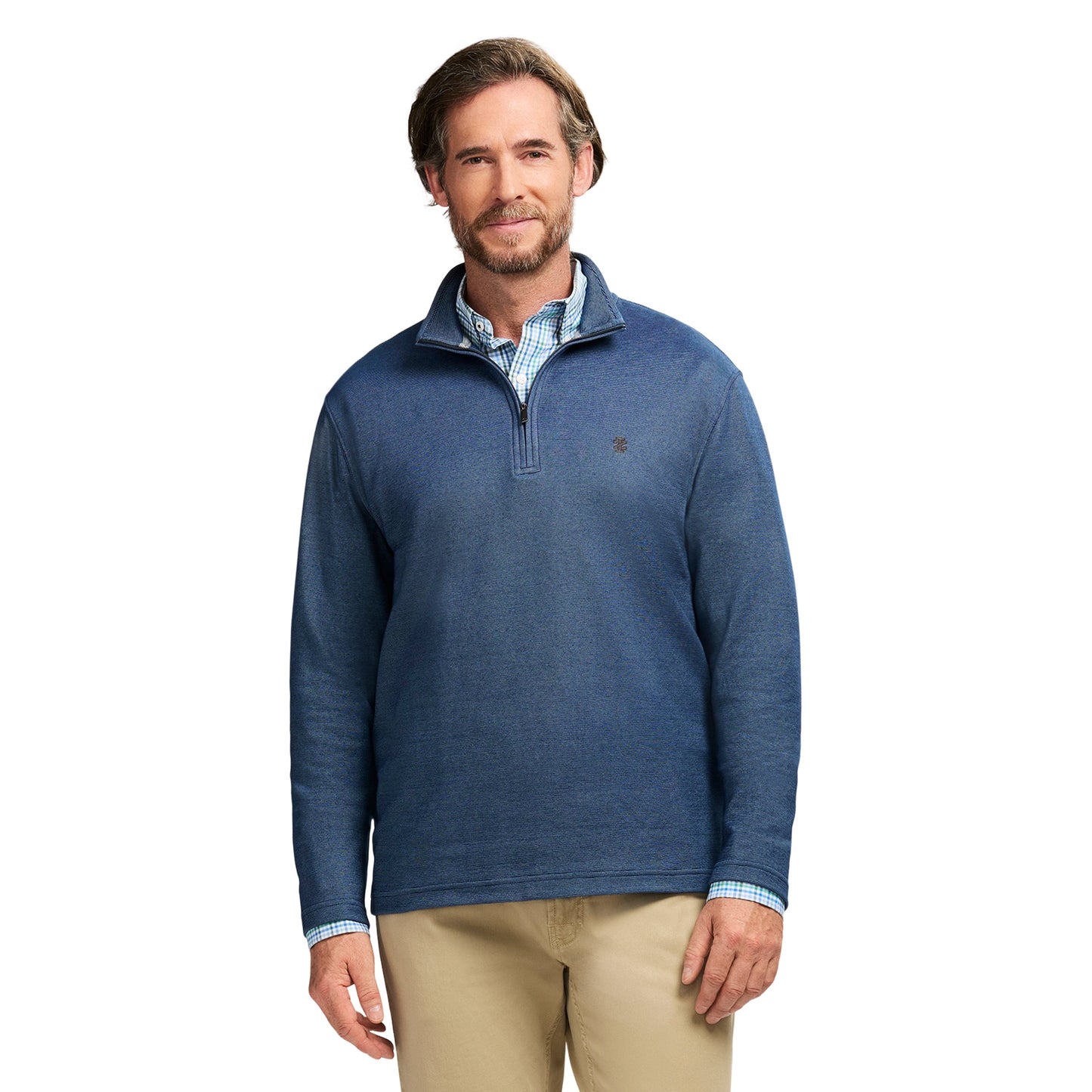 Izod Performance Comfort Striped Quarter Zip - Navy