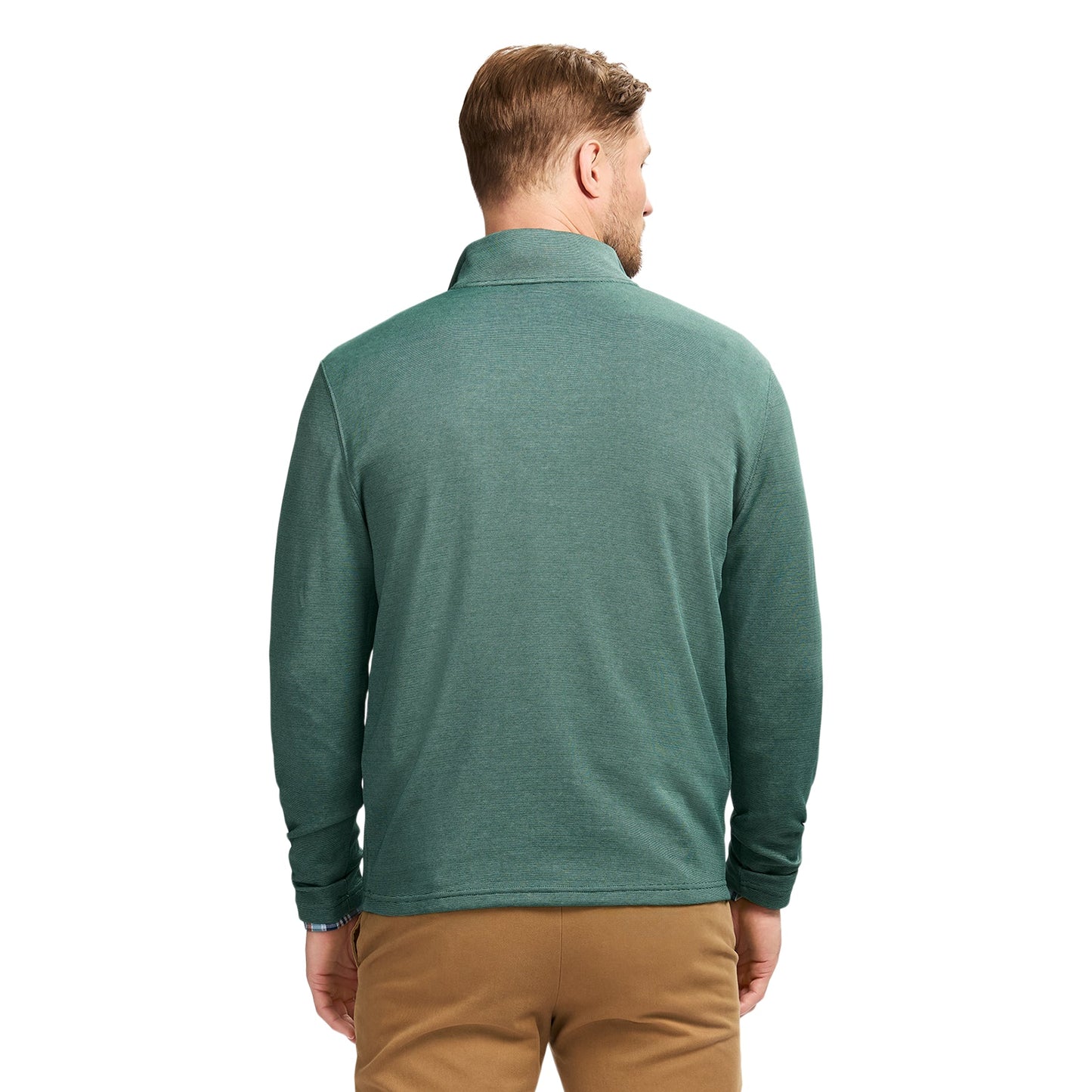 Izod Performance Comfort Striped Quarter Zip - Forest