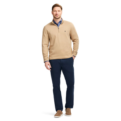 Izod Performance Comfort Striped Quarter Zip - Camel