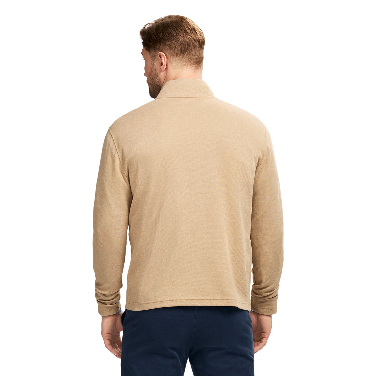 Izod Performance Comfort Striped Quarter Zip - Camel