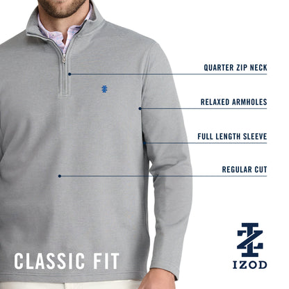 Izod Performance Comfort Striped Quarter Zip - Camel