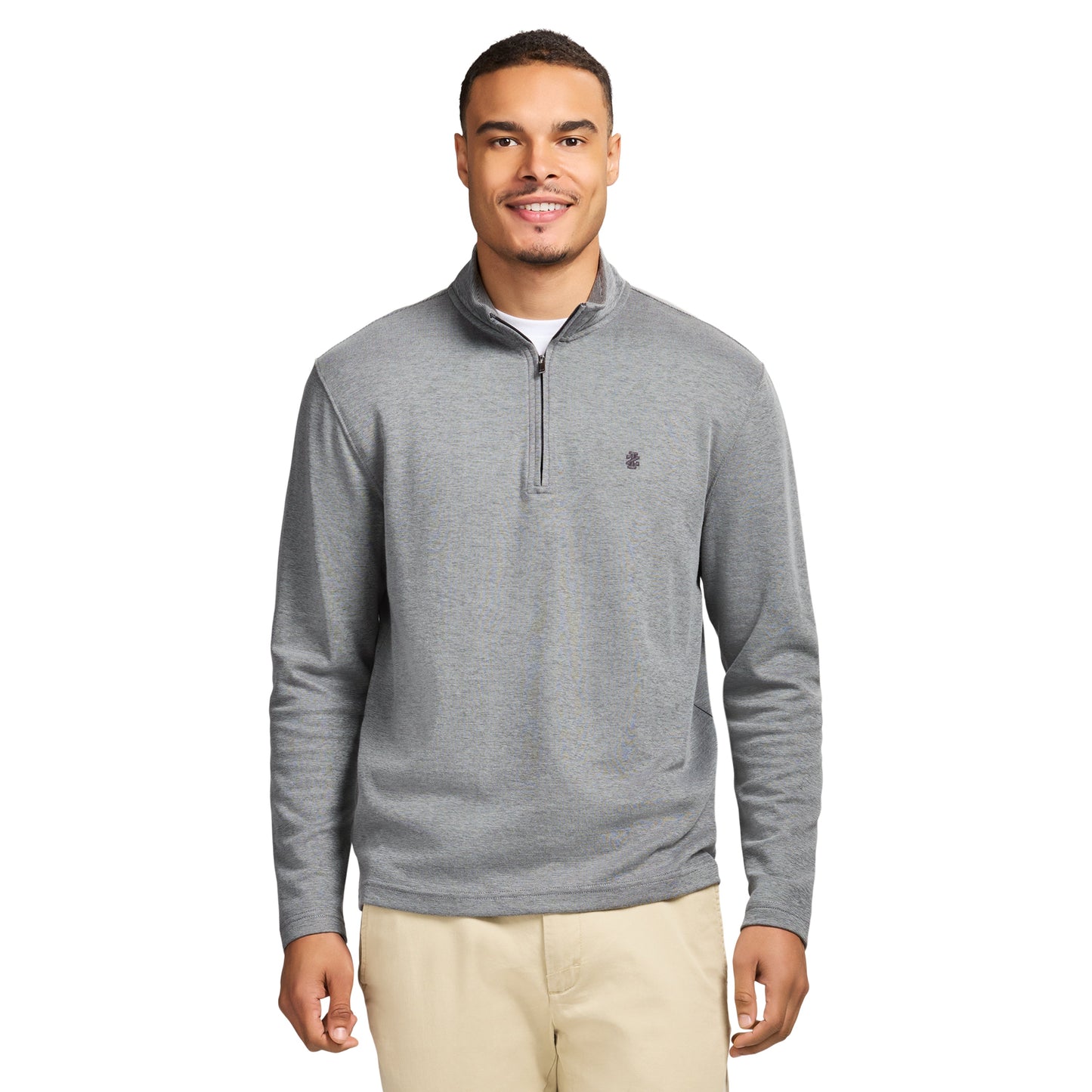 Izod Performance Comfort Striped Quarter Zip - Smoke